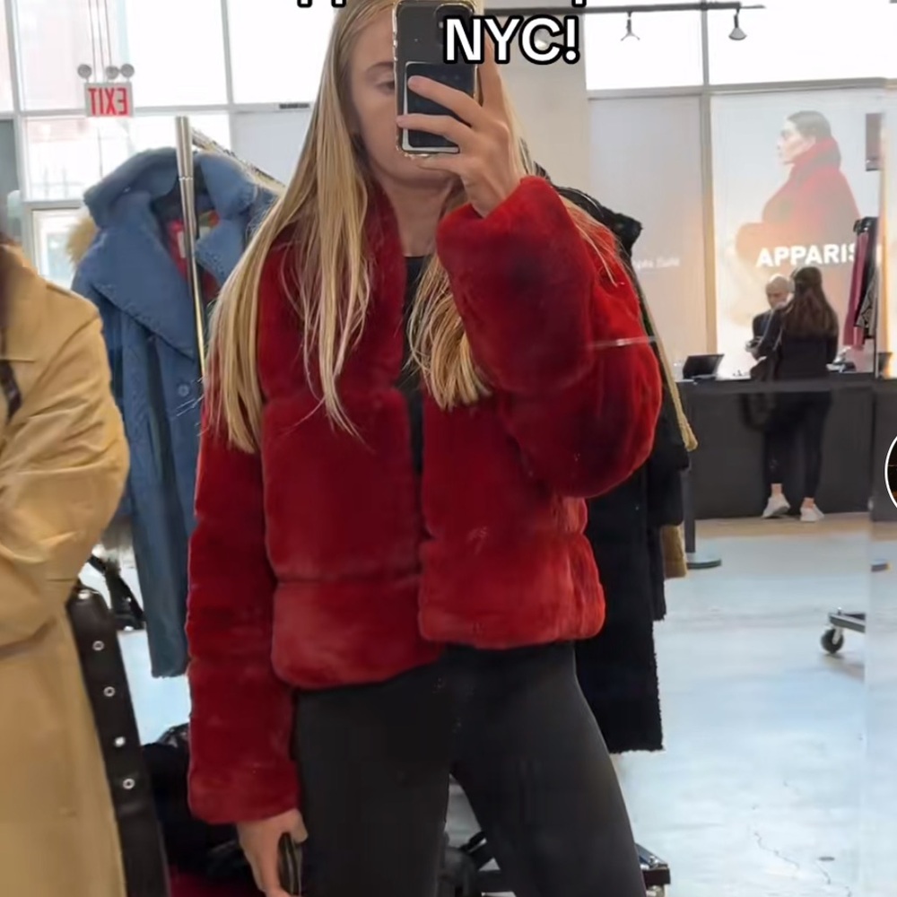 Apparis red rouge short coat size medium